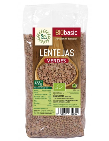 Lentejas Verdes Bio 500 Gramos  Sol Natural