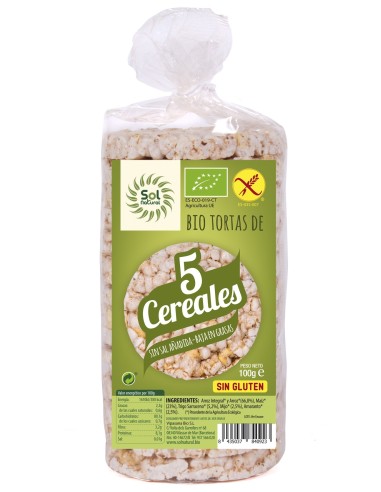 Tortas De 5 Cereales Bio Sin Gluten 100 Gramos  Sol Natural