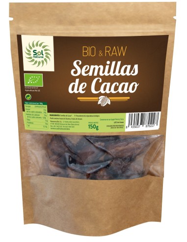 Cacao En Semillas Crudas Raw Bio 150 Gramos  Sol Natural