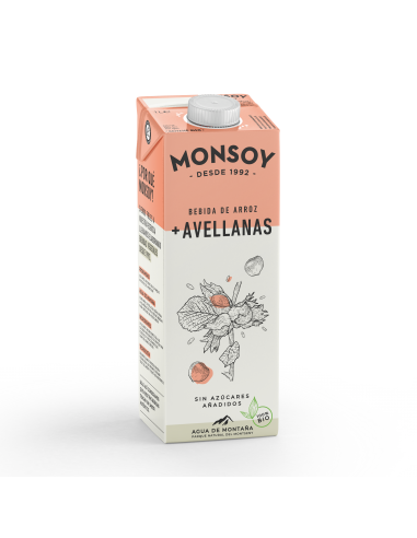 Bebida Vegetal De Arroz Con Avellanas 1Lt 6Uds. Monsoy