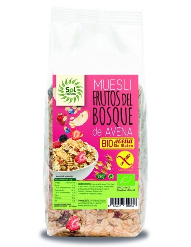 Muesli Avena Frutos Del Bosque Bio S/Gluten 425 Gramos  Sol Natural