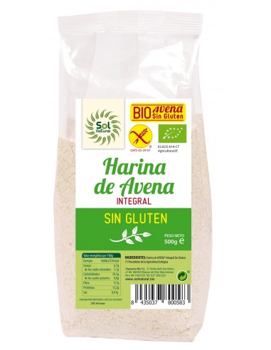 Harina De Avena Sin Gluten Bio 500 Gramos  Sol Natural