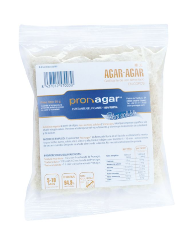 Agar Agar Copos Sin Gluten 50 Gr de Pronagar