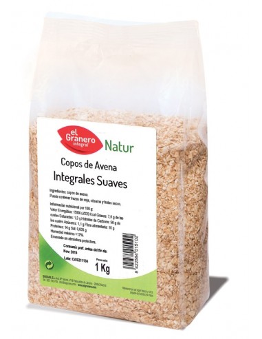 Copos Suaves De Avena Integral, 1 Kg de El Granero Integral