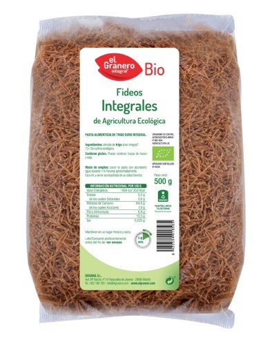 Fideos Integrales Bio, 500 G de El Granero Integral