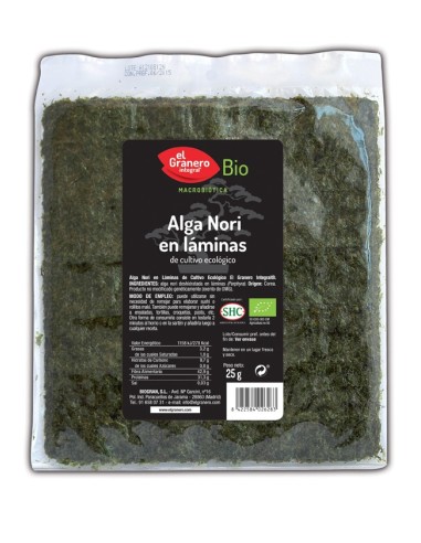 Alga Nori En Laminas Bio, 25 G de El Granero Integral