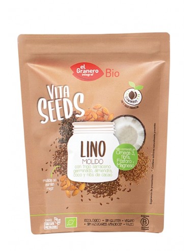 Vitaseeds Lino Molido Con Trigo Sarraceno Almendras Coco Y Nibs Cacao Bio, 200 G de El Granero Integral