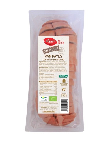 Pan Payes Con Trigo Sarraceno Sin Gluten Bio, 250 G de El Granero Integral