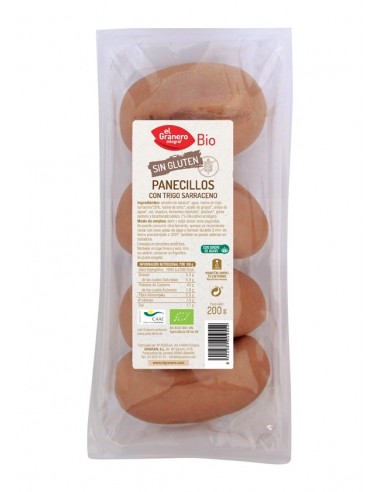 Panecillos Con Trigo Sarraceno Sin Gluten Bio, (4 Uds,) 200 G de El Granero Integral