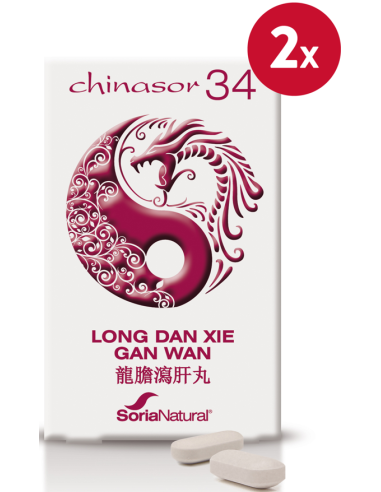 Pack de 2 ud Chinasor 34 Long Dan Xie Gan Wan 30 Comprimidos de Soria Natural