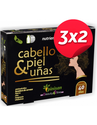 Pack 3x2 Cabello Piel Y Uñas 40Cap. de Pinisan