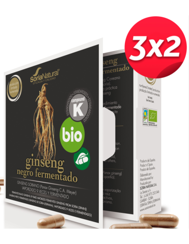 Pack 3X2 Ginseng Negro Fermentado 24Cap. de Soria Natural.