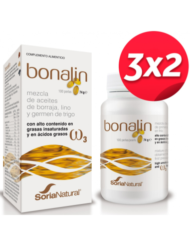 Pack 3X2 Bonalin 100 Perlasx500Mg de Soria Natural.