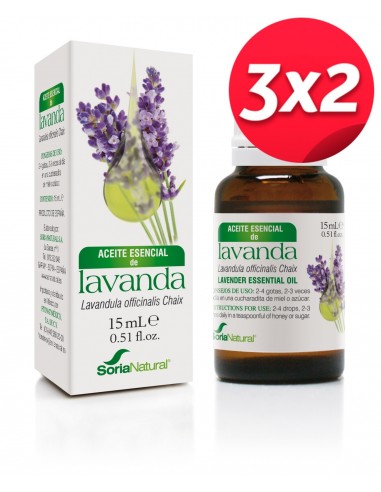 Pack 3X2 Aceite Esencial de Lavanda 15 ml de Soria Natural.