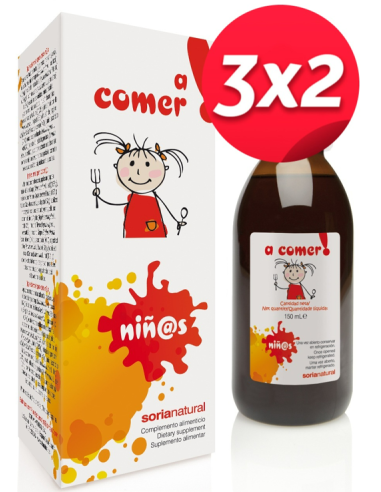 Pack 3X2 A Comer Niños Jarabe 150Ml. de Soria Natural.