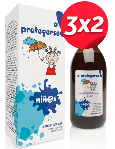 Pack 3X2 A Protegerse Niños Jarabe 150Ml. de Soria Natural.