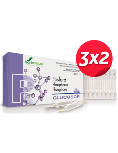 Pack 3X2 Glucosor Fosforo 28 Ampollas de Soria Natural.