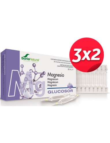 Pack 3X2 Glucosor Magnesio 28 Ampollas de Soria Natural.