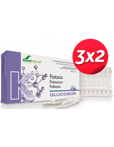 Pack 3X2 Glucosor Potasio 28 Ampollas de Soria Natural.