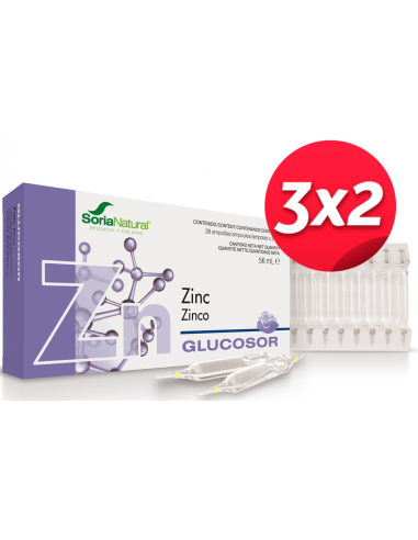 Pack 3X2 Glucosor Zinc 28 Ampollas de Soria Natural.