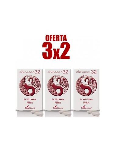 Pack 3X2 Chinasor 32 Si Wu Wan 30 Comprimidos de Soria Natur