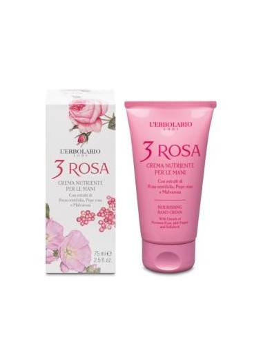 3 Rosas Crema Manos Nutritiva 75 Mililitros L´Erbolario