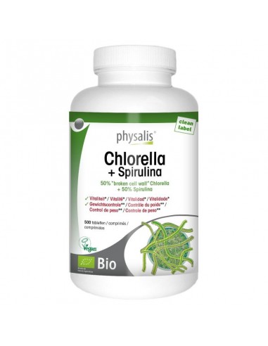 Chlorella y Espirulina bio 500 comprimidos Physalis