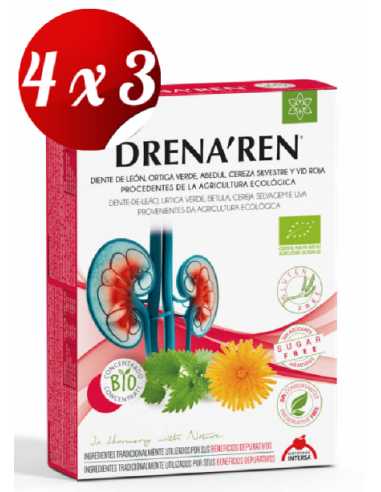 Pack 4x3 Drena Ren Depurativo Renal 20 ampollas de Intersa