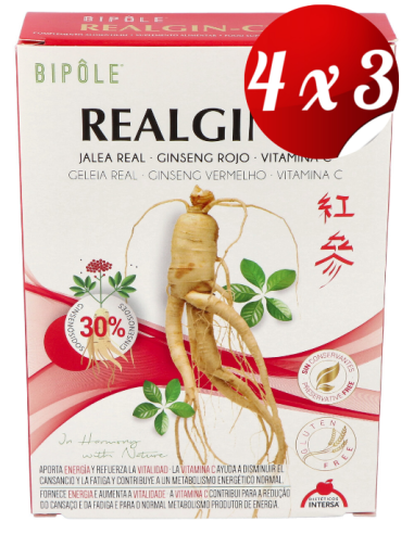 Pack 4x3 Bipole Realgin C (Jalea Real+Ginseng+Vit.C) 20Amp de Intersa