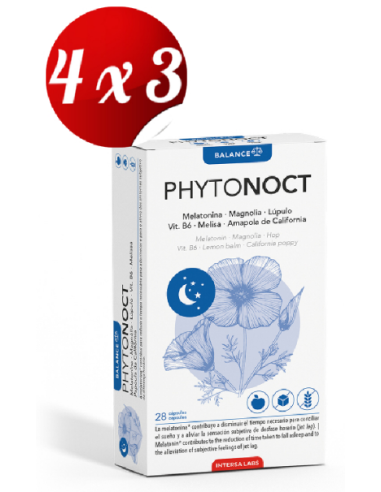 Pack 4x3 Phytonoct (Melatonina) 28 capsulas de Intersa