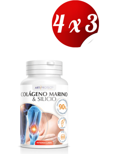 Pack 4x3 Colageno Marino Y Silicio 120 capsulas de Intersa