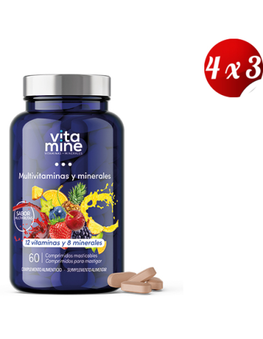 Pack 4x3 Multivitaminas Y Minerales 60 Comprimidos Masticables de Herbora