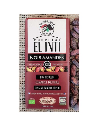 Chocolate Con Almendras 63% 100 Gr de Oro De Los Andes