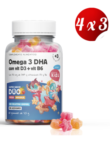 Pack 4x3 Gummies Omega 3 Dha 60 Gummies de Herbora