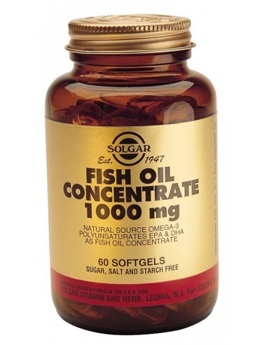 Aceite de Pescado Concentrado 1000 mg  60 cápsulas blandas Solgar