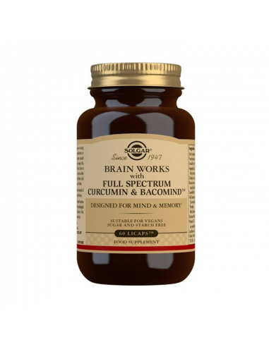 Brain Works con Full Spectrum Cúrcuma y BacoMind  60 Licaps Solgar