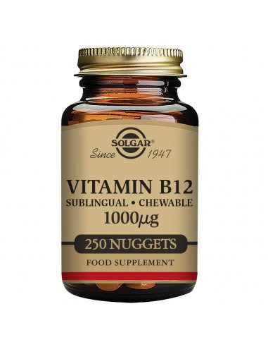 Vitamina B12 1000 µg (cianocobalamina)  250 comprimidos masticables Solgar