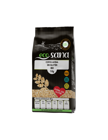 Copos Avena Fino Integral Sin Gluten Bio 1Kg Ecosana