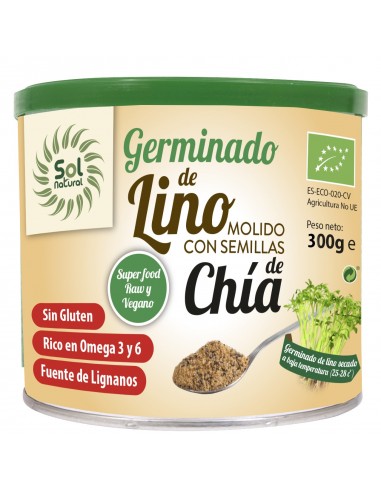 Germinado De Lino Molido Con Chía Bio 300 Gramos  Sol Natural