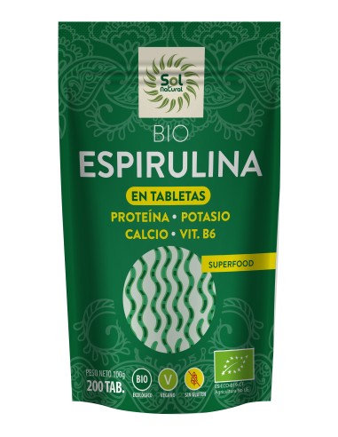 Espirulina En Tabletas Bio 200 Tabletas Sol Natural