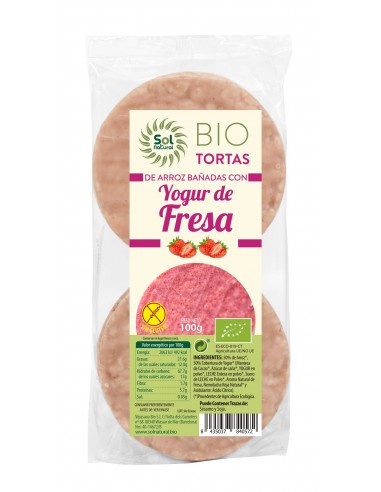 Tortas De Arroz Y Yogur Con Fresas Bio 100 Gramos  Sol Natural