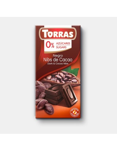 Chocolate Negro Con Pepitas De Cacao 75 Gr de Torras