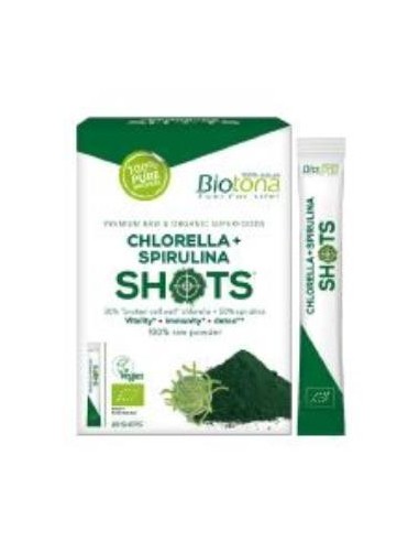 Chlorella+Espirulina Raw 20Shots. Bio Sg Vegan de Biotona