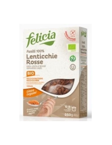 Espirales Fusilli De Lenteja Roja 250Gr. Bio Sg de Felicia