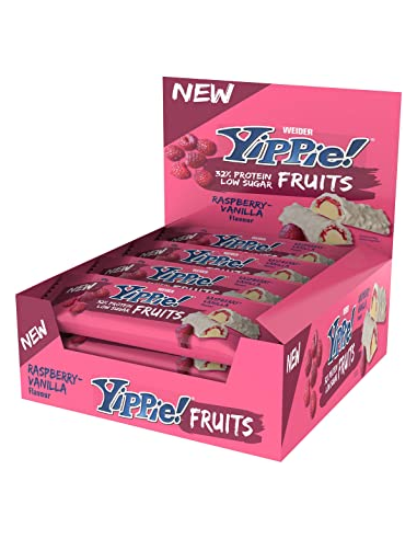 Yippie Fruits Bar Raspberry Vanilla 45 gr 12 uds de Weider