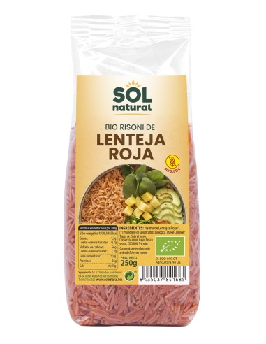 Risoni De Lenteja Roja Bio 250 Gramos  Sol Natural