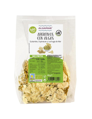 Snack De Guisantes Espinacas Y Algas Bio 30 G Algamar