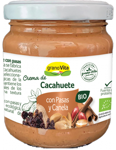 Crema De Cacahuete Con Pasas Y Canela Bio, 175 G de Granovita