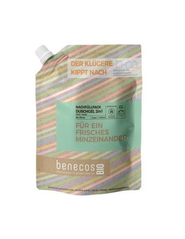 Gel De Baño 2En 1 Menta Recarga 1Lt. Bio Vegano Benecos