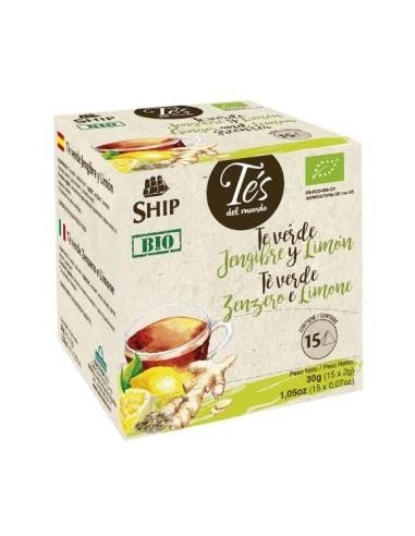 Te Verde Jengibre Limon  Infusion 15Piramides Ship